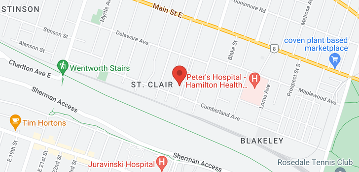 map of 220 St. Clair Boulevard